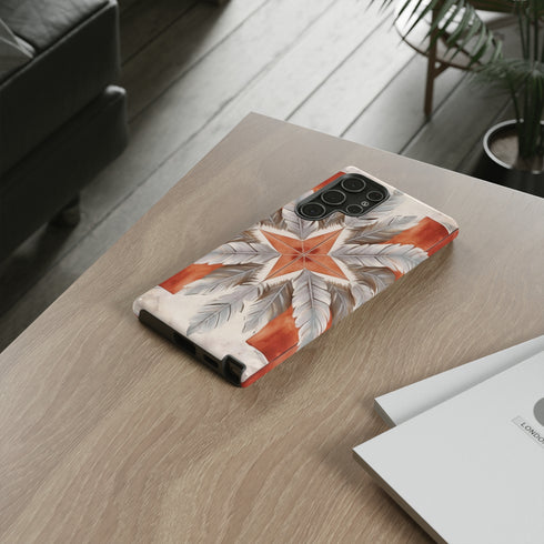 Silver Feather Compass - Impact Resistant Phone Case